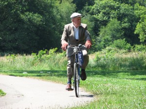 Old man cycling